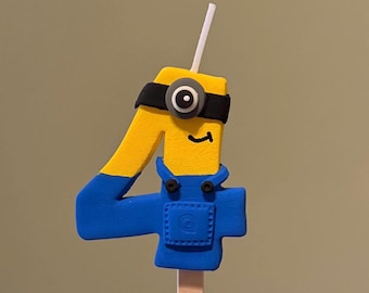 Personalized Minion Birthday Candle - Handmade Cake Topper