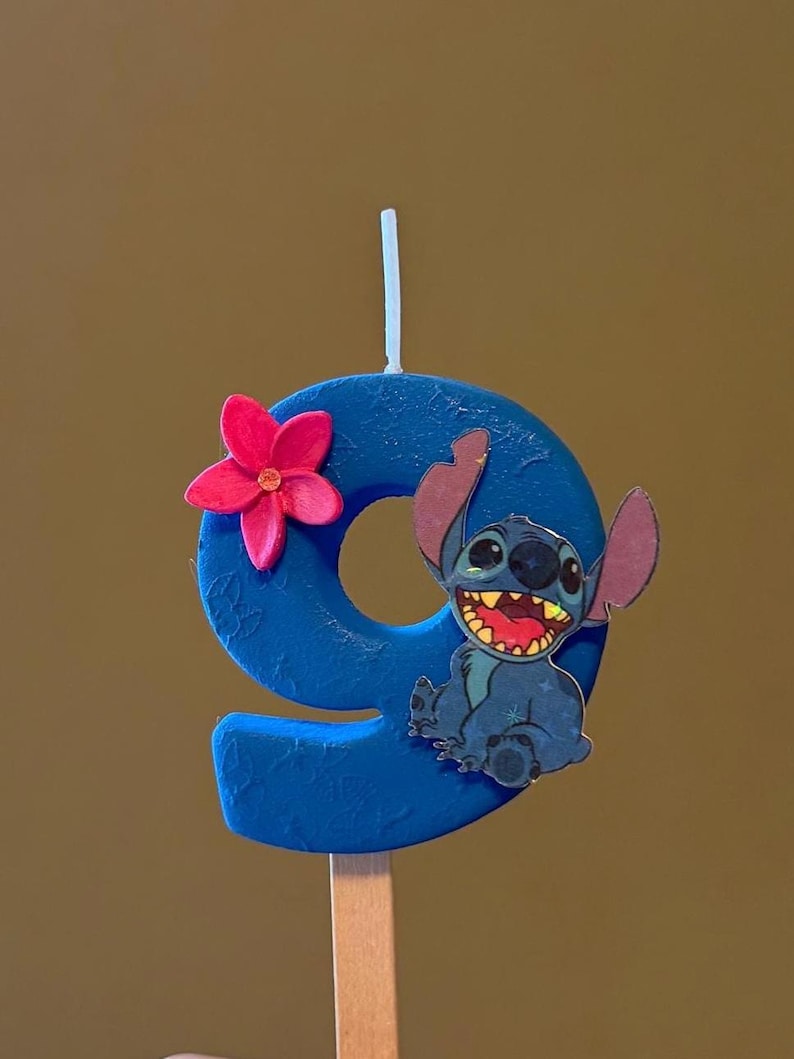 Handmade Stitch Birthday Candle: Clay Number Cake Topper image 1
