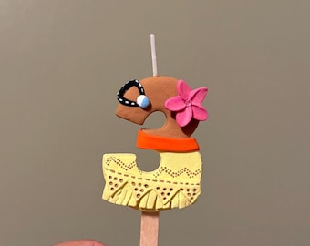 Handmade Moana Cake Topper | Polymer Clay Number Candle