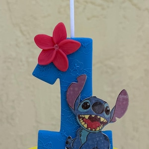 Stitch Birthday Candle for Kids | Handmade Clay Number Candle | Lilo and Stitch Party Decor | Personalized Cake Topper | 1st 2nd 3rd 4th 5th