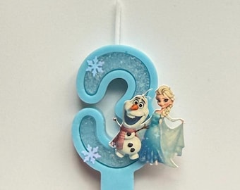 Handmade Frozen Birthday Candle: Elsa & Olaf Cake Topper