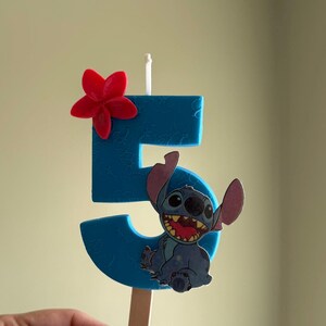 Handmade Stitch Birthday Candle: Clay Number Cake Topper image 2
