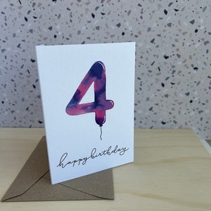 4 Four Birthday Card Greeting Card