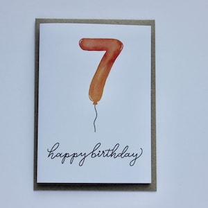 7 Seven Birthday Card Greeting Card