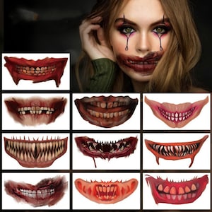 Halloween face &big mouth temporary tattoo