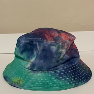 Handmade Tie-Dye Bucket Hate - Vibrant Rainbow Colors for Bold Style
