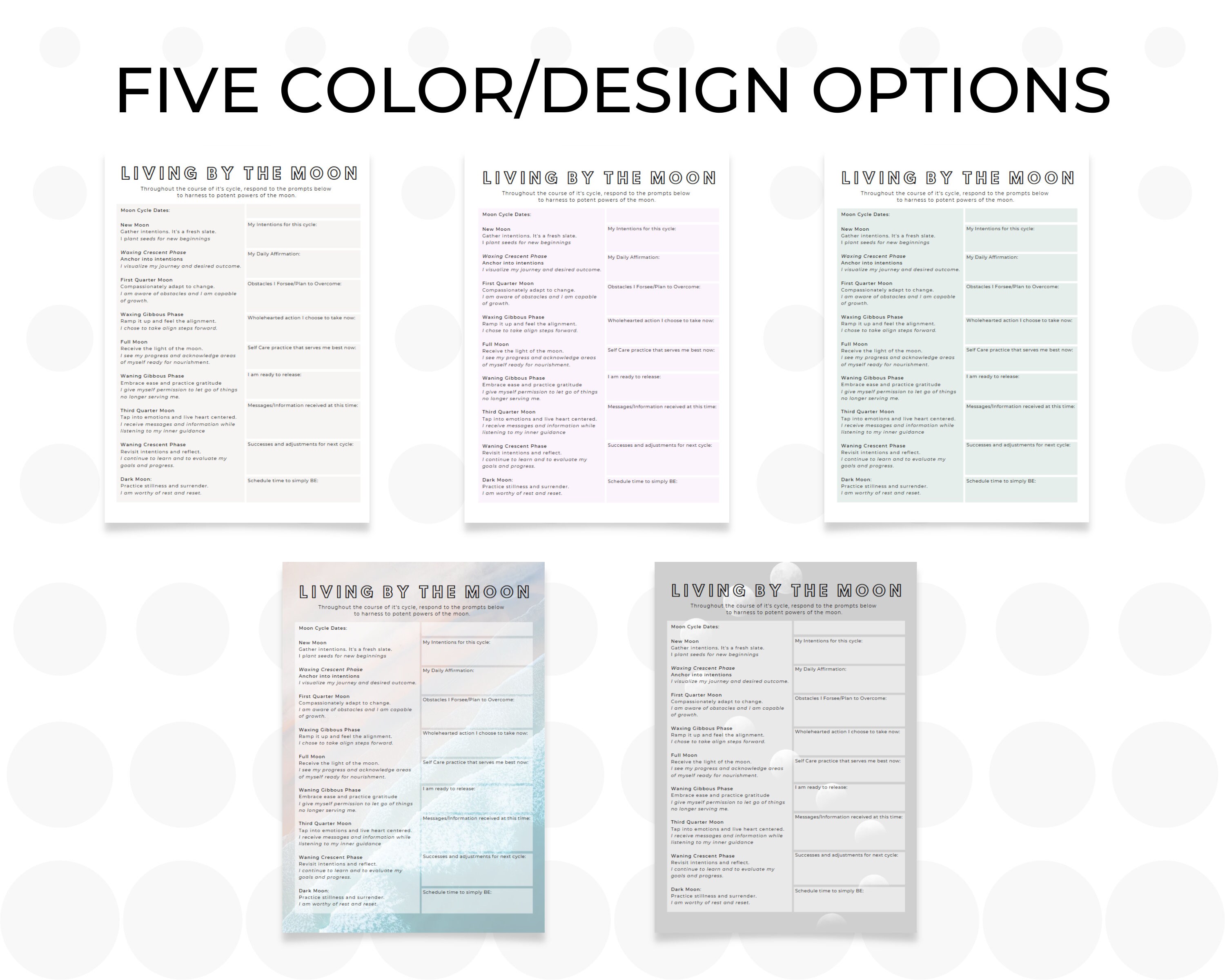 Moon Cycle Guide | Moon Planner Worksheet | Moon Phase Planner Download ...