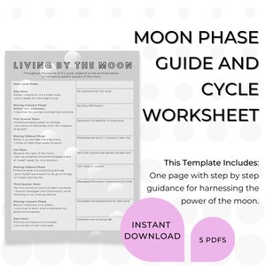 Moon Cycle Guide | Moon Planner Worksheet | Moon Phase Planner Download | Moon Workbook | Moon Manifestation | Mindful Planner
