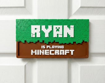 Personalized Gamer Door Sign: Pixel Name Plaque, Kids Bedroom Decor