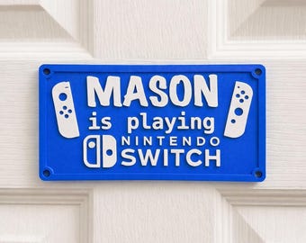 Personalized gaming door sign for kids custom name Nintendo Switch sign gamer room decor boys bedroom door plaque