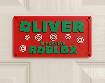 Personalized Grinch Roblox Name Sign, Gamer Kids Room Decor