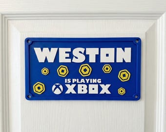 Xbox  gamer door sign, custom and roblox inspired room decor, 3d printed name plate for boys bedroom, gaming setup accessories, robux gift
