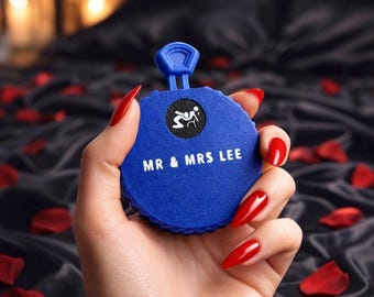 Personalized couple tape measure spicy date night gift custom last name romantic bedroom accessory for husband and wife