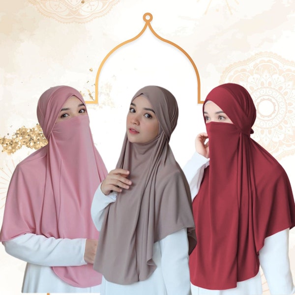 Instan Hijab / with Niqab / Instan Khimar / Instan Hijab for Muslim Women, Niqab Veil / Hijab for muslim women