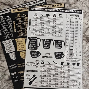 Kitchen Conversion Chart Fridge Magnet: Laser Engraved, Strong Hold (4x6 or 3x5)