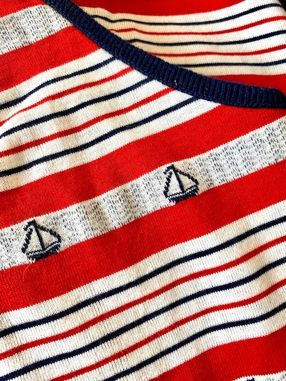 Vintage Aileen Tank Top Sailboat Red White and Bl… - image 4
