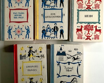 Junior Deluxe Books National Velvet, Heidi, Gulliver's Travels, Two Years Before the Mast, Five Little Peppers