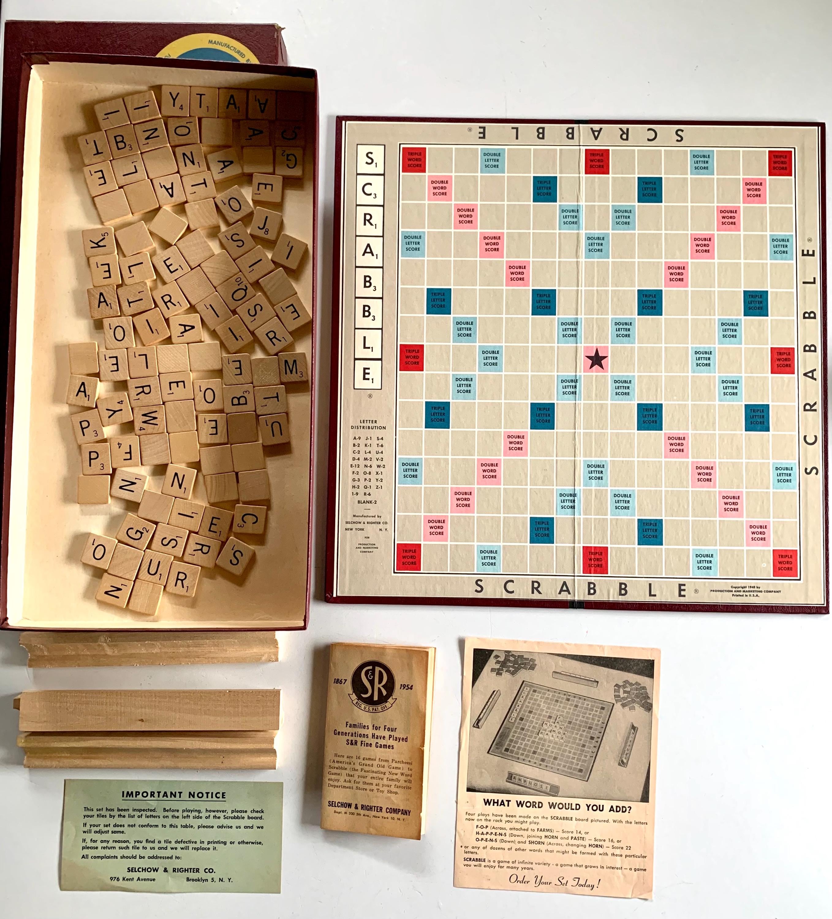 Vintage Board Game Scrabble 1953 Selchow Richter Family Game - Etsy