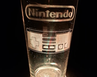 Nintendo NES Controller 16 oz. Etched Glass