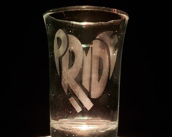 PRIDE Heart 1.5 oz. Etched Shot Glass