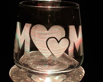 Mom Heart 3.25 oz. Etched Shot Glass