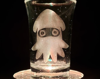 Super Mario Blooper Etched 1.5 Ounce Shot Glass