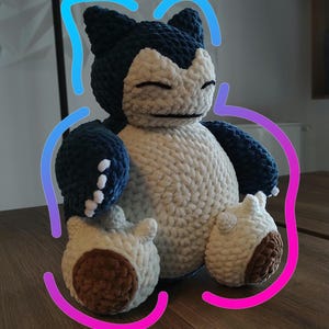 Snorlax gehaakt knuffeldier, handgemaakt, chenillewol