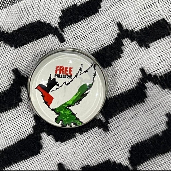 Free Palestine Bird White Button Pin