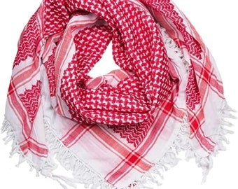 Palestine Authentic Red & White Cotton Woven Keffiyeh