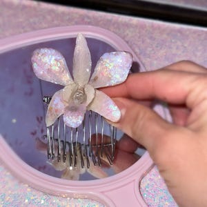 Handmade Real  Purple and Cream Butterfly Orchid Hair Clip Preserved Orchid Hair Clip - Etsy main image 3