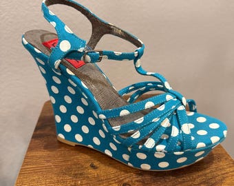 Women's Polka Dot Wedge Platform Sandals