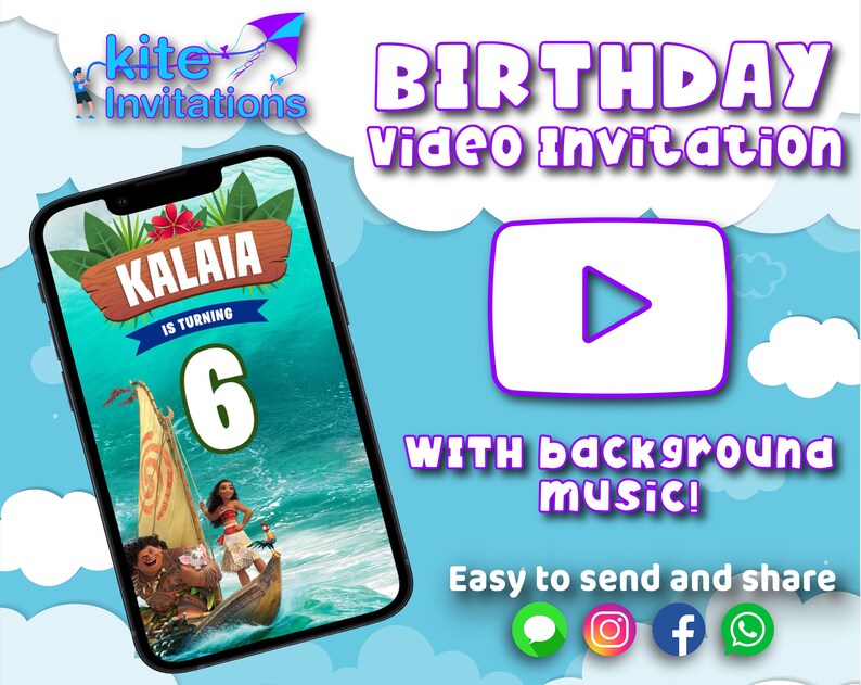 Moana Invitation Moana Video Invitation Moana birthday Moana Moana Video Moana Theme
