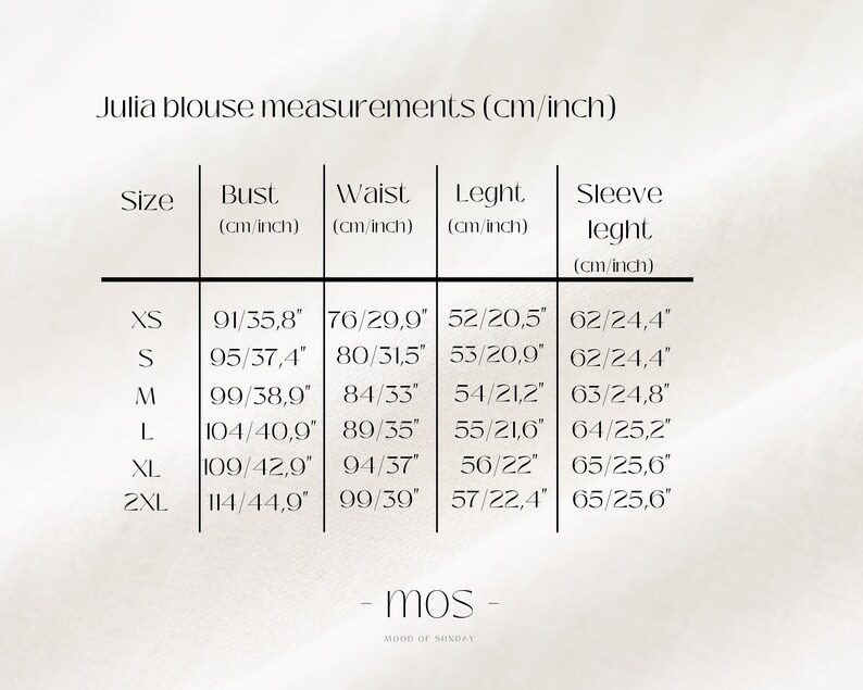 Size chart