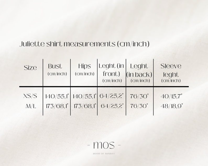 Size chart