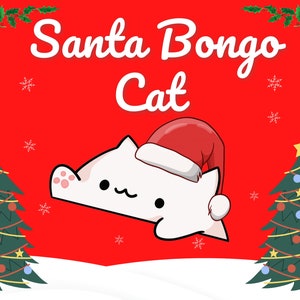 Santa Bongo Cat Emote animado - Twitch / Cute, Chibi, Dibujos animados para streamers