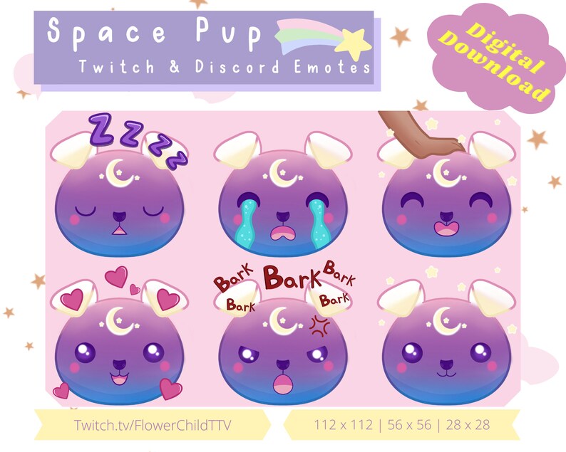 Space Pup Emotes PNG Twitch and Discord Cute Chibi Etsy Australia