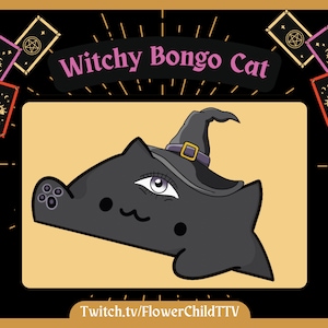 Witchy Bongo Cat Animated Emote - Twitch | Cute, Chibi, Third Eye, Cartoon for Streamers