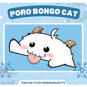 Poro Bongo Cat Geanimeerde Emote - Twitch | Cute, Chibi, Fluffy, Cartoon voor Streamers