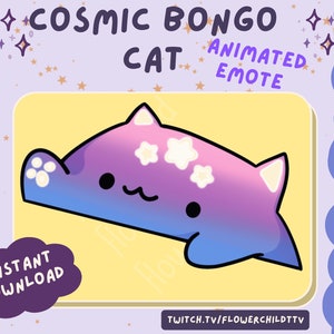 Cosmic Bongo Cat Animated Emote - Twitch | Cute, Chibi, Space, Cartoon for Streamers