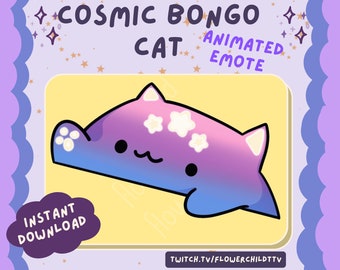 Cosmic Bongo Cat Animated Emote - Twitch | Cute, Chibi, Space, Cartoon for Streamers