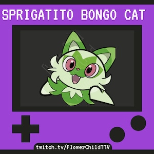 Sprigatito Bongo Cat Animated Emote - Twitch | Cute, Chibi, Fluffy, Cartoon for Streamers