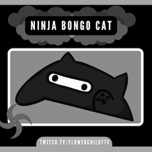 Ninja Bongo Cat Geanimeerde Emote - Twitch | Cute, Chibi, Sneaky, Cartoon voor Streamers