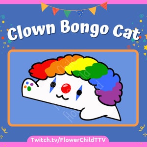 Clown Bongo Cat Animated Emote - Twitch, Youtube, Discord / Cute, Chibi, Silly, Cartoon para Streamers