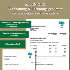 Può includere: Un logo verde e bianco con il testo "Dein Logo" su uno sfondo bianco. Il testo "Rechnung Nr. 2022-0001" è in testo nero su uno sfondo bianco. Il testo "Sehr geehrte Frau Martina Mustermann, vielen Dank für Ihre Bestellung. Wir stellen Ihnen hiermit folgende Leistung in Rechnung:" è in testo nero su uno sfondo bianco. Una tabella con le intestazioni "Pos.", "Bezeichnung", "Menge", "Einzel (€)" e "Gesamt (€)" è in testo nero su uno sfondo bianco. La tabella mostra i seguenti articoli: "Produkt A", "Produkt B", "Produkt C", "Produkt D" e "Produkt E". L'importo totale è di 25,00 €.