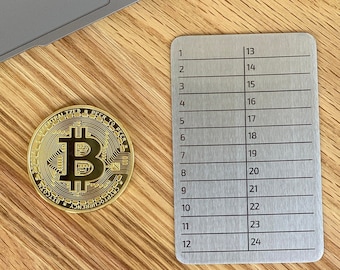 Crypto Seed Phrase Stainless Steel Metal Card Crypto Wallet Seed Recovery Password List BTC