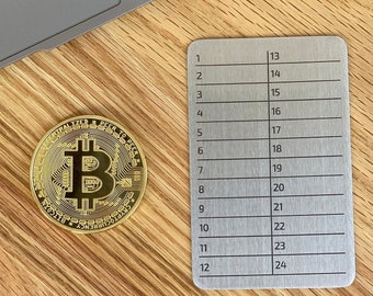 Crypto Seed Phrase Stainless Steel Metal Card Crypto Wallet Seed Recovery Password List BTC