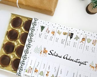 Sweet DIY Toffifee Advent calendar, affordable PDF template for printing, 24 cute tear-off notes, Advent gift idea, Toffifee banderole
