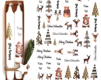 Candle stickers, candle tattoos, Christmas made from candle foil, waterslide decal A4