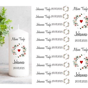 Personalized candle stickers for baptism with a subtle rosary, design baptism candles, baptism gifts, candle tattoos