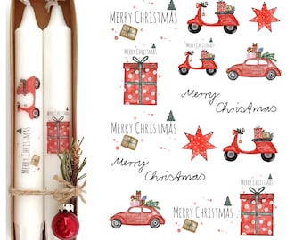 Candle sticker candle tattoo Christmas with Vespa and beetle, various motifs made of candle foil